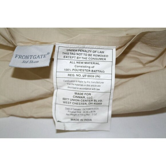 Frontgate Standard Pillow Shams Set 2 Quilted Cream Linen Cotton 20x26 Luxury - Picture 6 of 7